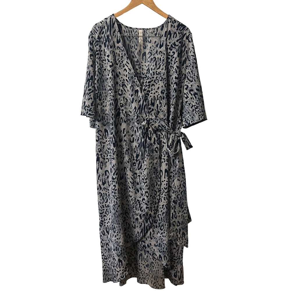 Melissa McCarthy Seven7 Maxi Dress Wrap Leopard‎ Print Casual 2X